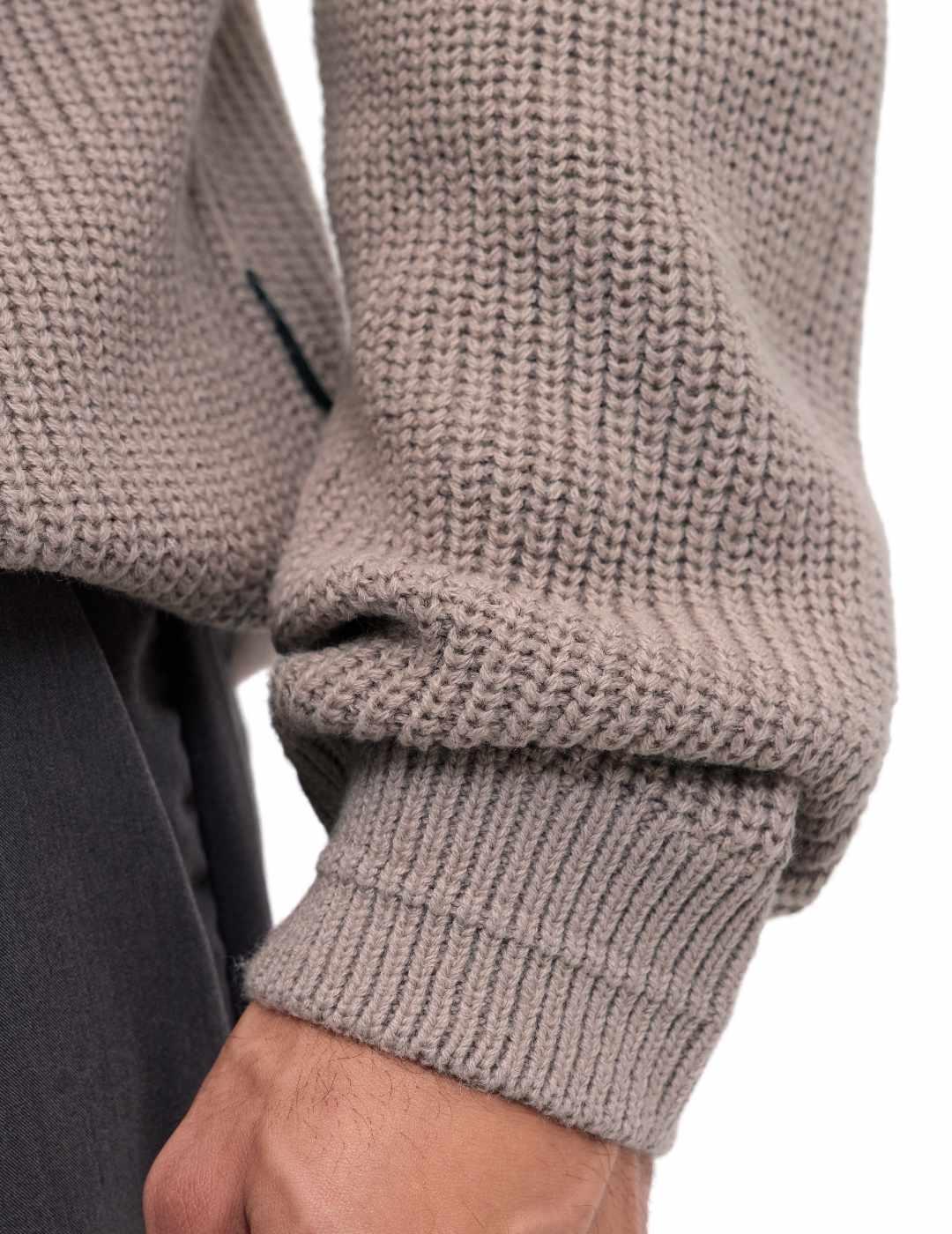 Jersey Jakc&Jones Kaito beige punto grueso para hombre