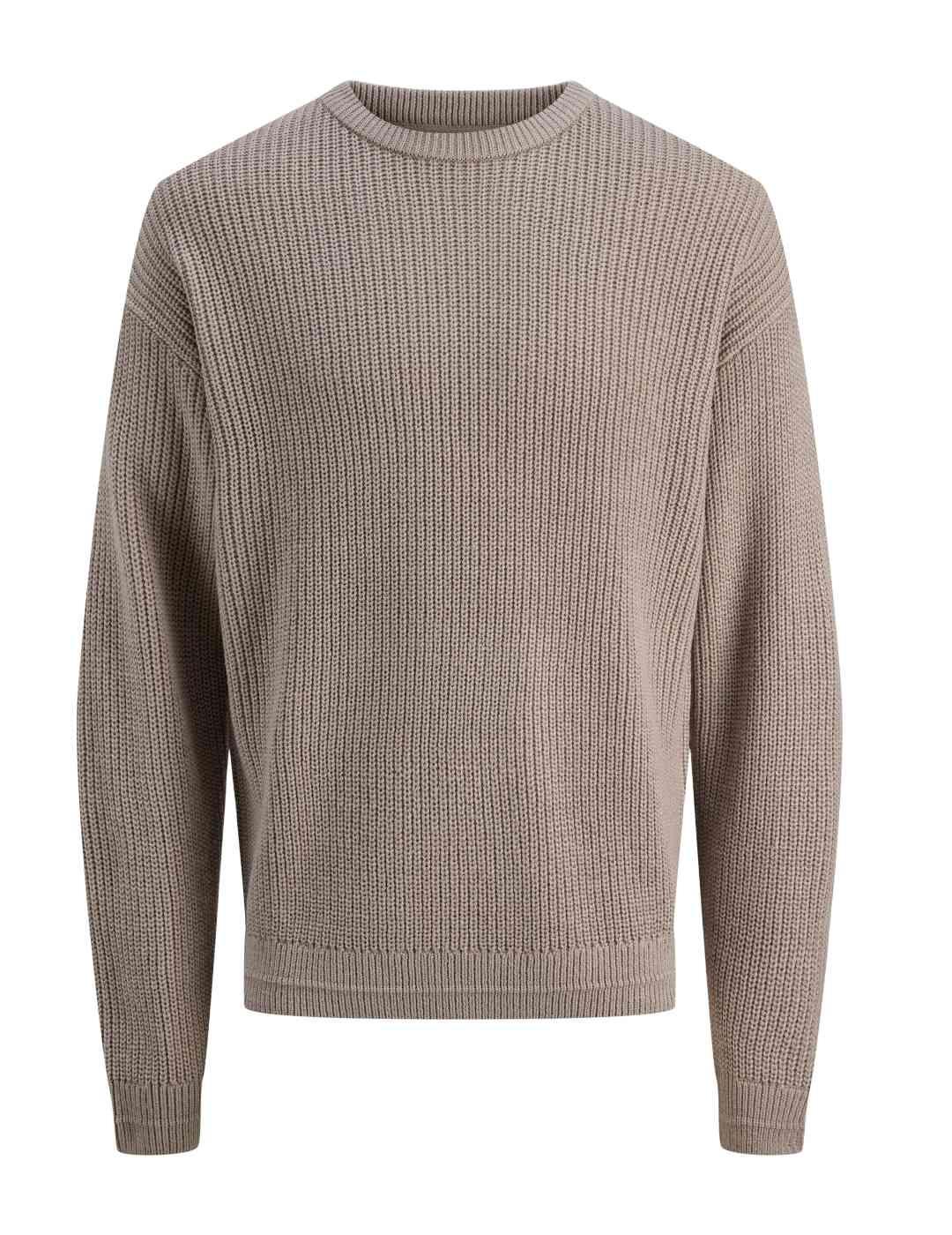 Jersey Jakc&Jones Kaito beige punto grueso para hombre