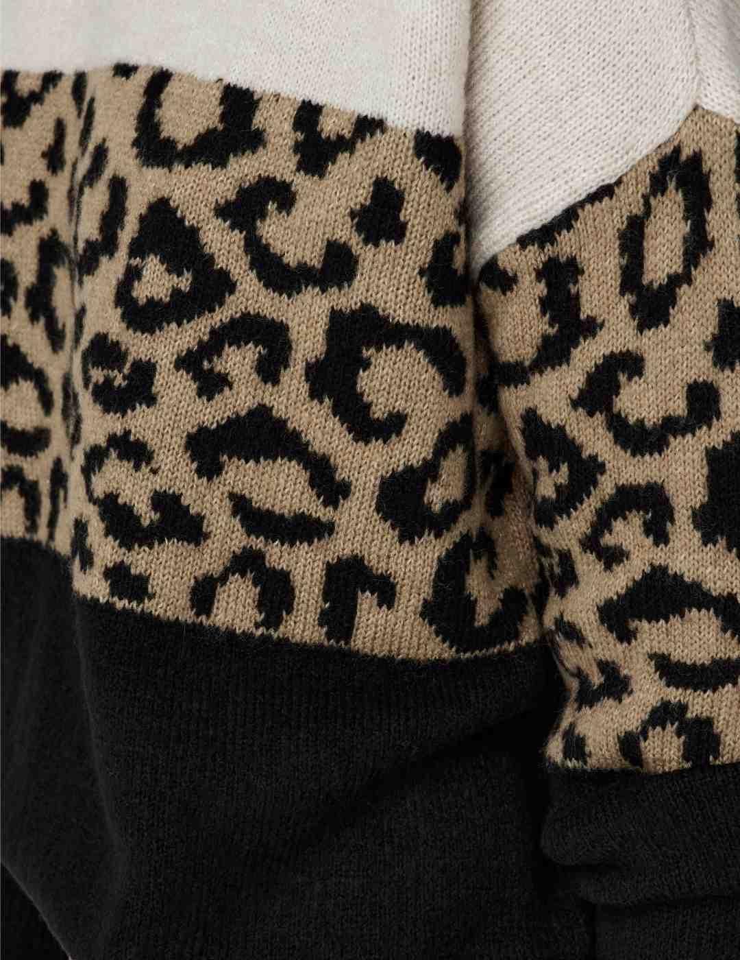 Jersey Only Jade print leopardo tricolor punto para mujer