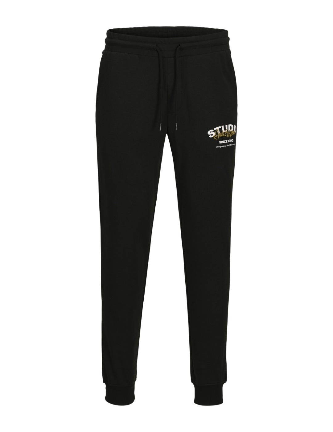 Jogger Jack & Jones Gordon negro con puño afelpado de hombre