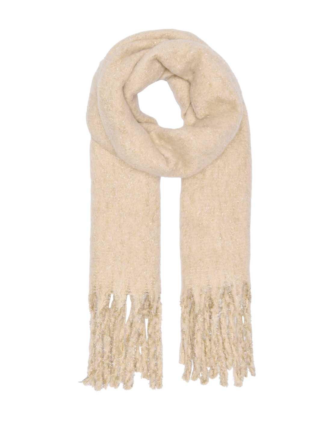 Bufanda Only Zana beige detalle glitter para mujer