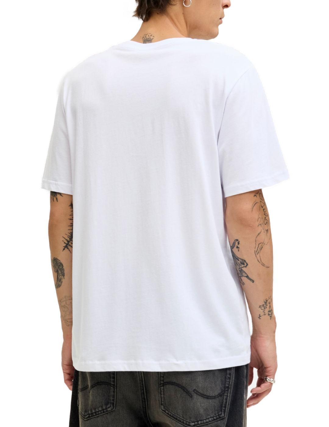 Camiseta Jack&Jones Noel blanca dibujo navideño para hombre