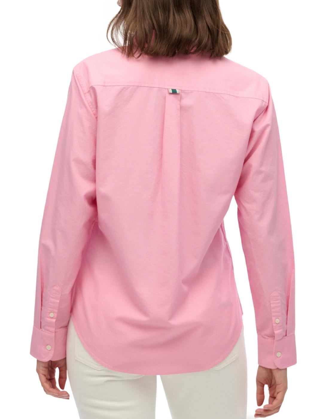 Camisa Superdry Oxford rosa manga larga para mujer