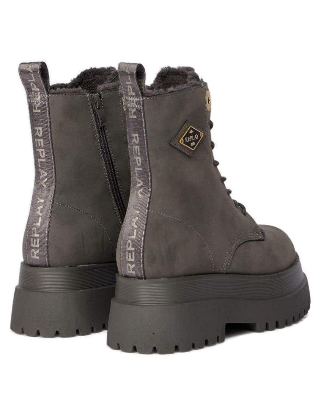 Bota Replay Any Rombus gris plataforma pelo para mujer