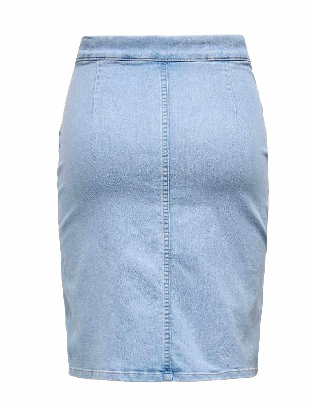 Falda vaquera Only Hush azul claro botones entubada de mujer