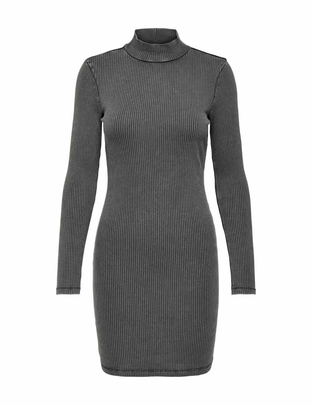 Vestido Only Felina gris acanalado entallado para mujer