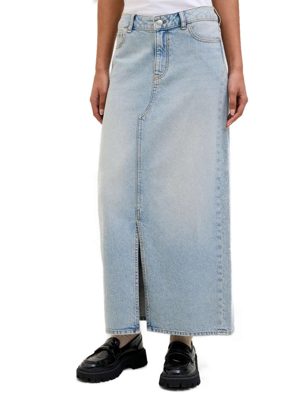 Falda JJXX Laura azul claro vaquera larga para mujer