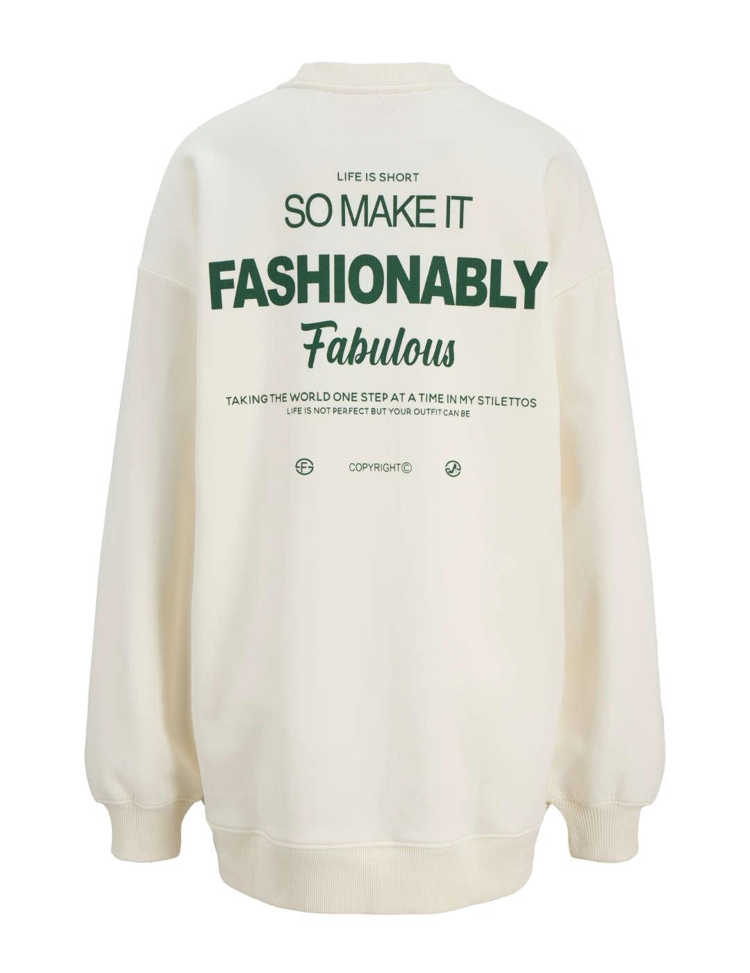 Sudadera JJXX Sandra blanca larga oversized para mujer