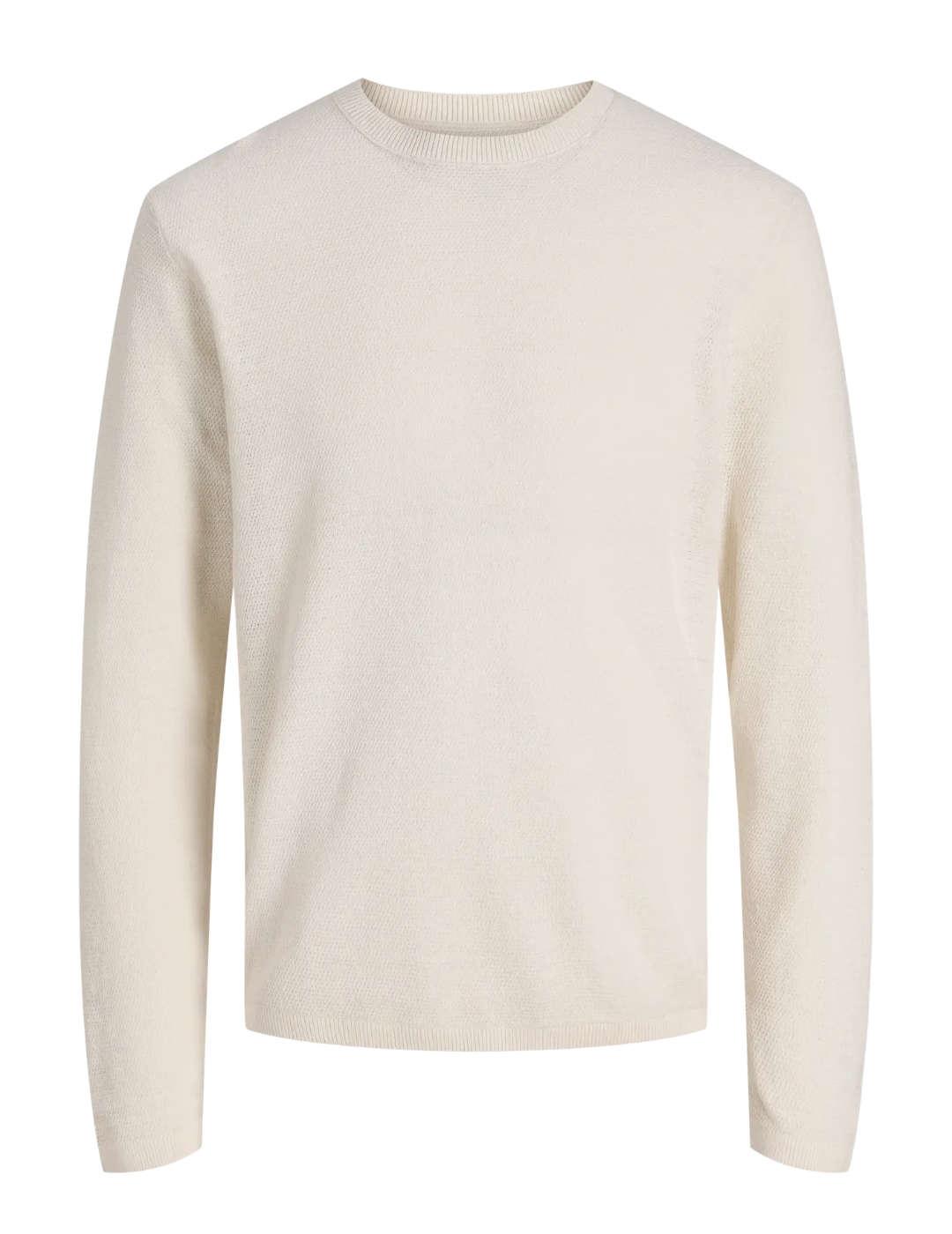 Jersey Jack&Jones Devin beige punto cuello redondo de hombre