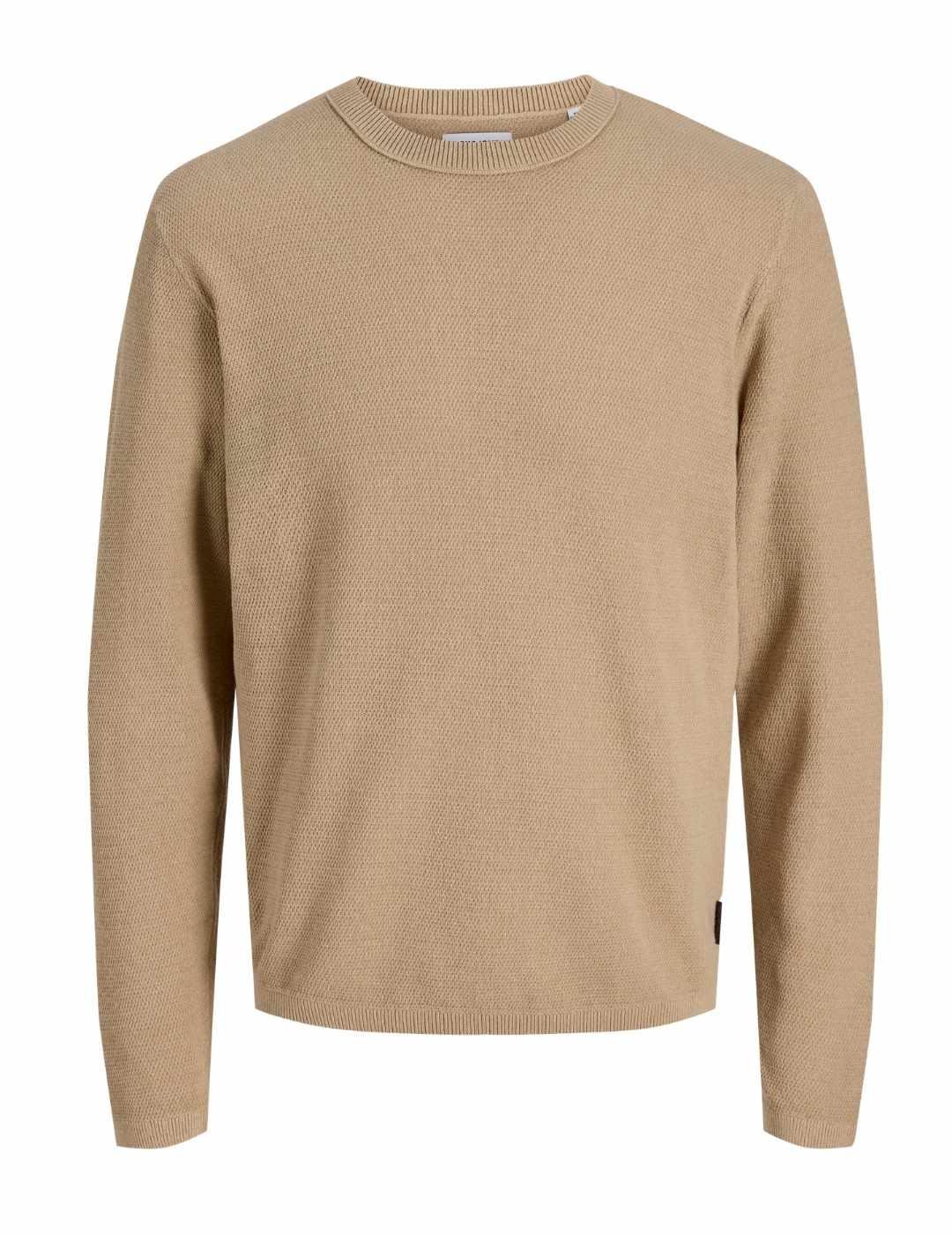 Jersey Jack&Jones Devin camel punto cuello redondo de hombre