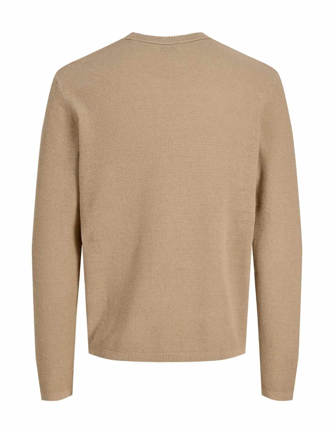 Jersey Jack&Jones Devin camel punto cuello redondo de hombre