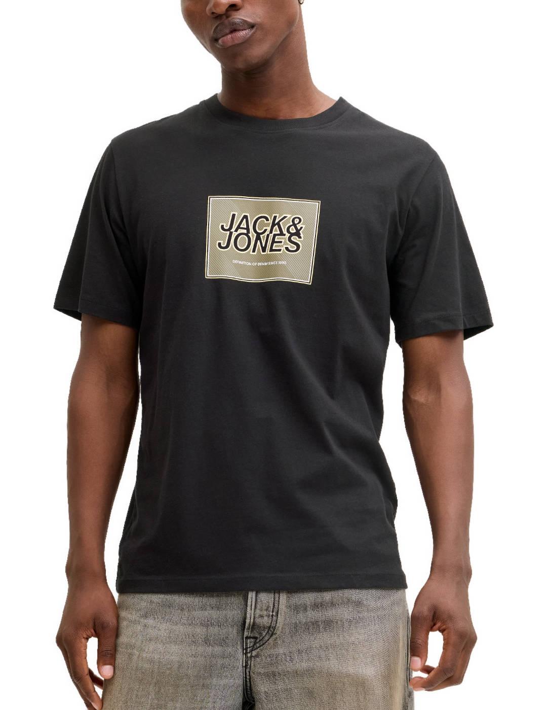 Camiseta Jack & Jones Rain regular fit negra de hombre