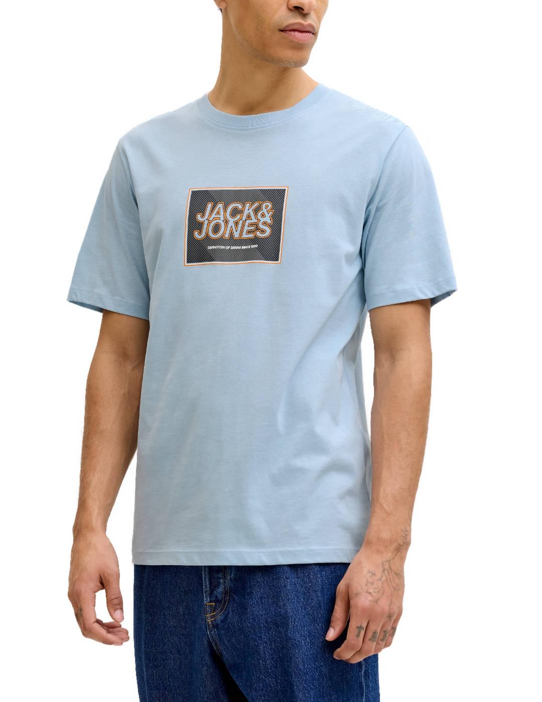 Camiseta Jack & Jones Rain regular fit celeste de hombre