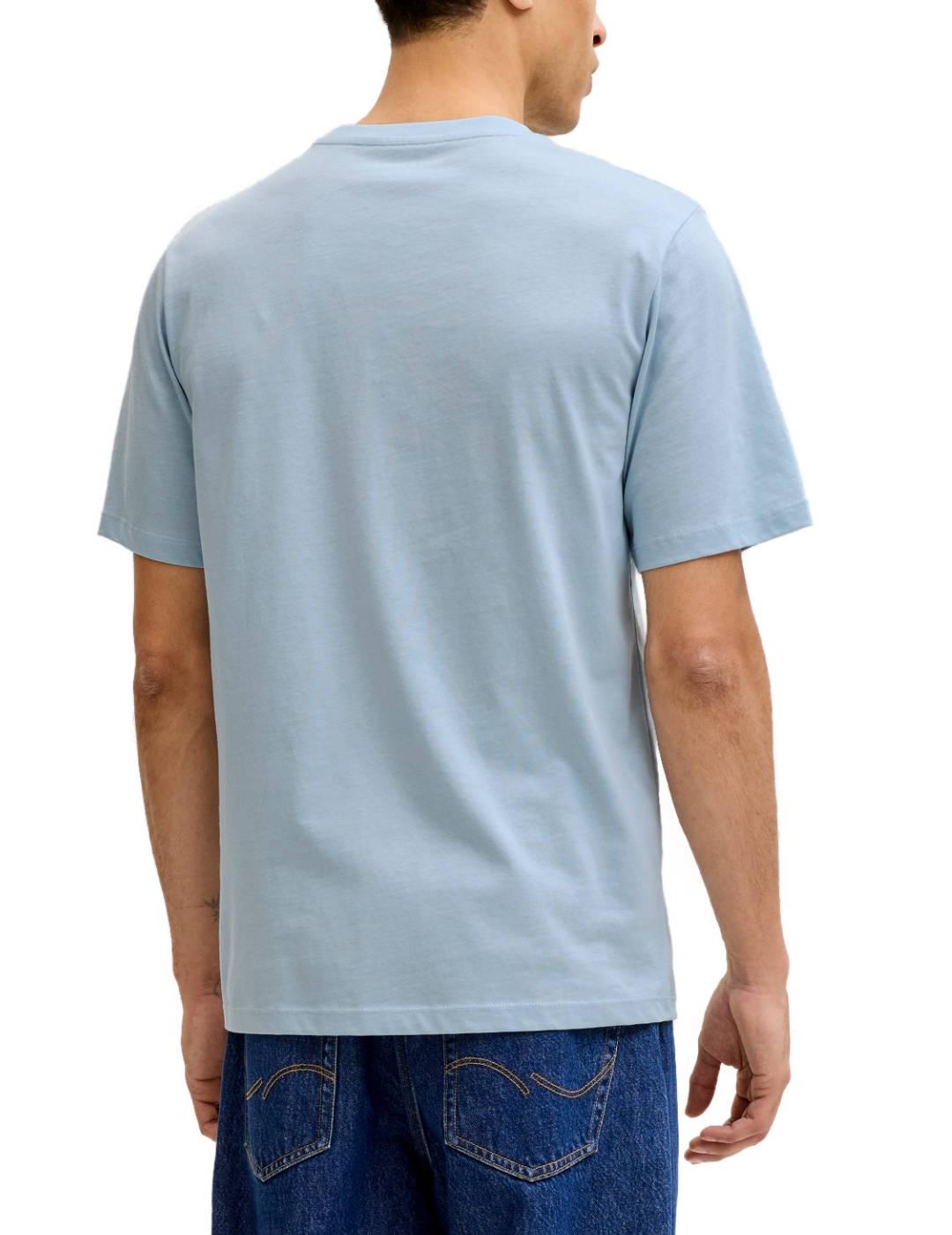 Camiseta Jack & Jones Rain regular fit celeste de hombre