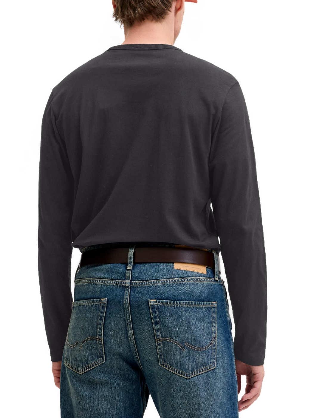 Camiseta Jack&Jones College negra manga larga para hombre