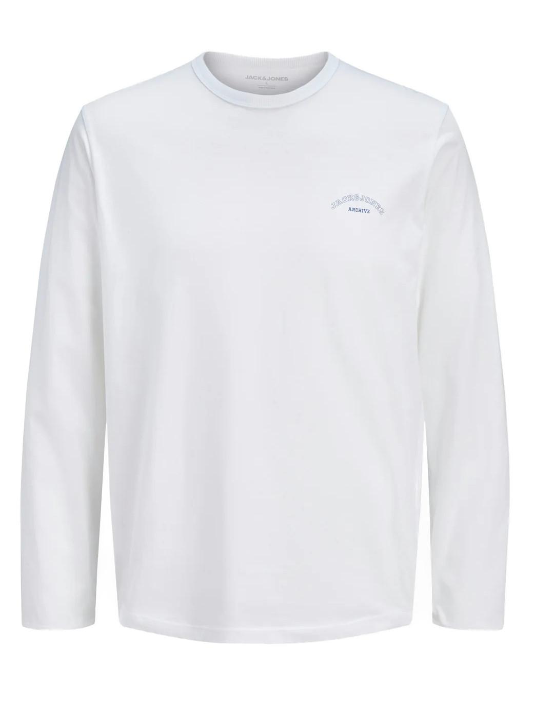Camiseta Jack&Jones College blanca manga larga para hombre