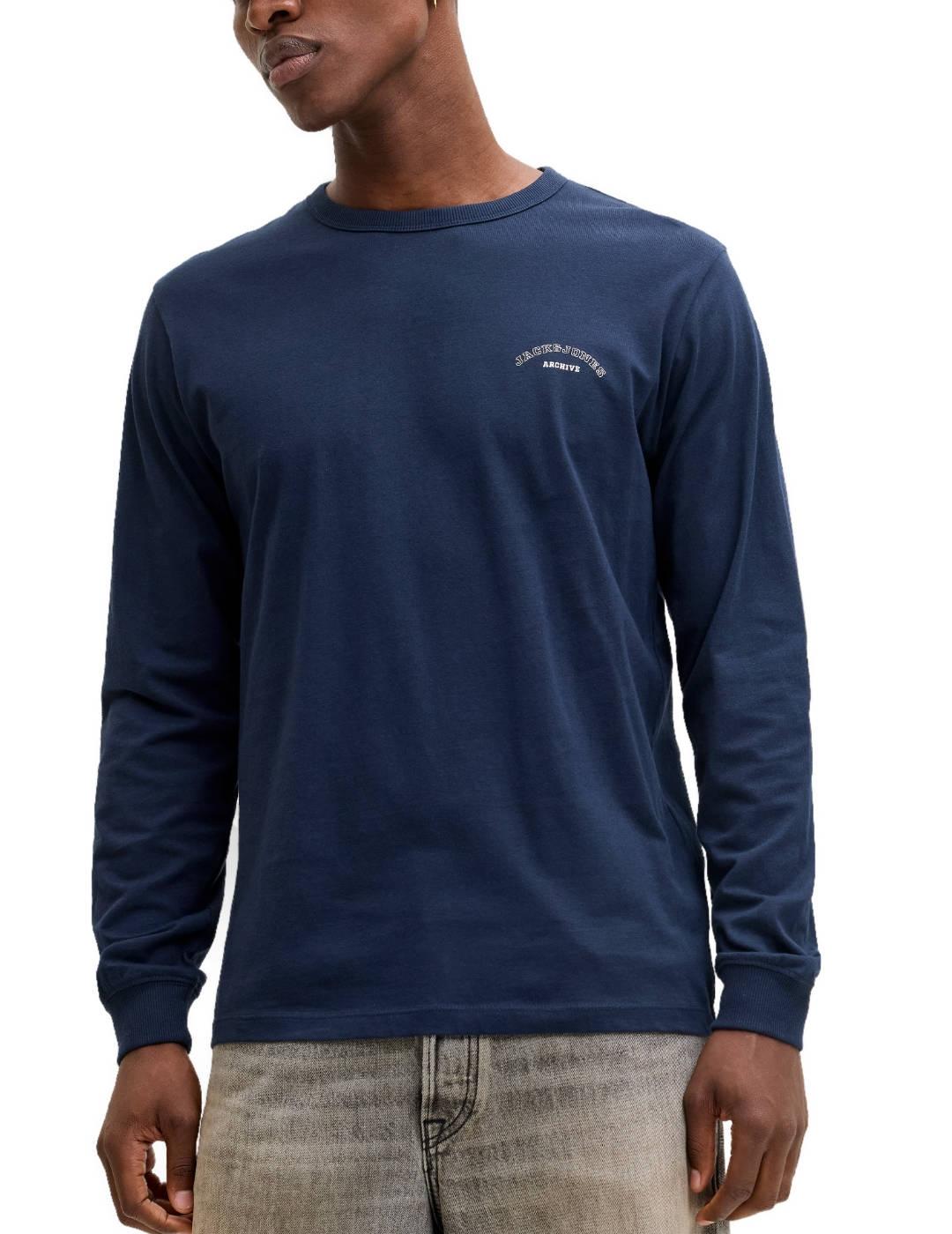 Camiseta Jack&Jones College marino manga larga para hombre
