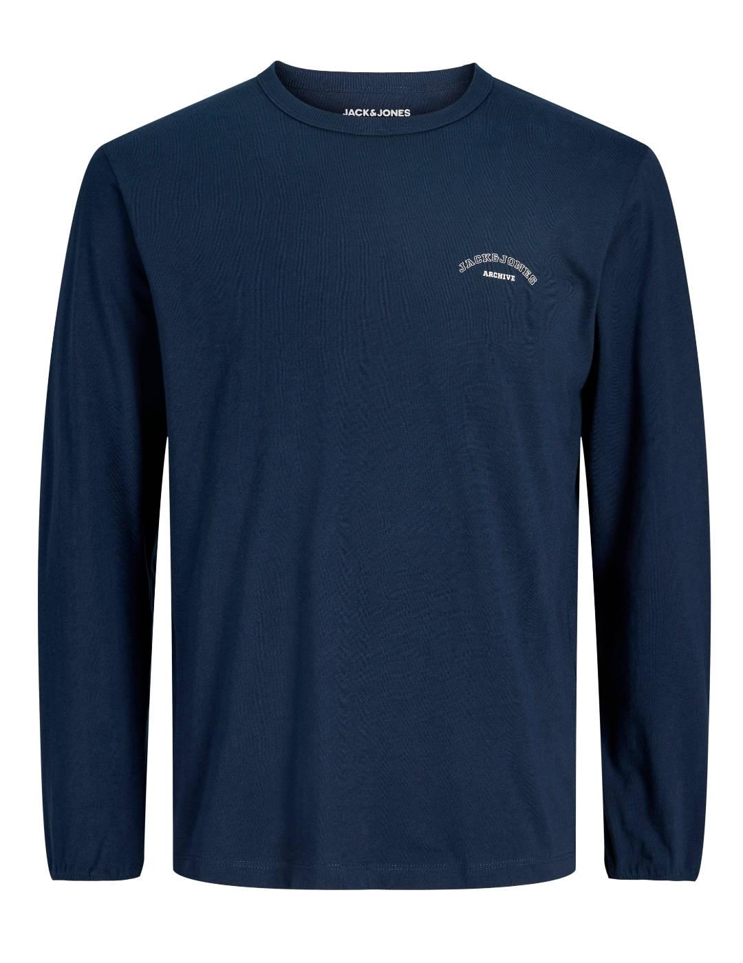 Camiseta Jack&Jones College marino manga larga para hombre