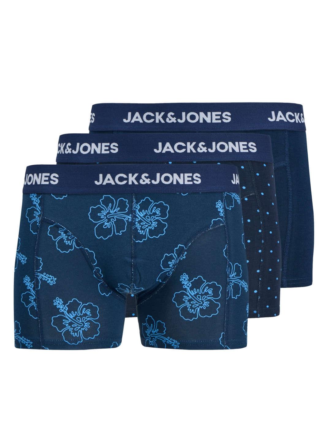 Pack 3 calzoncillos Jack&Jones Anthony bóxer azul de hombre