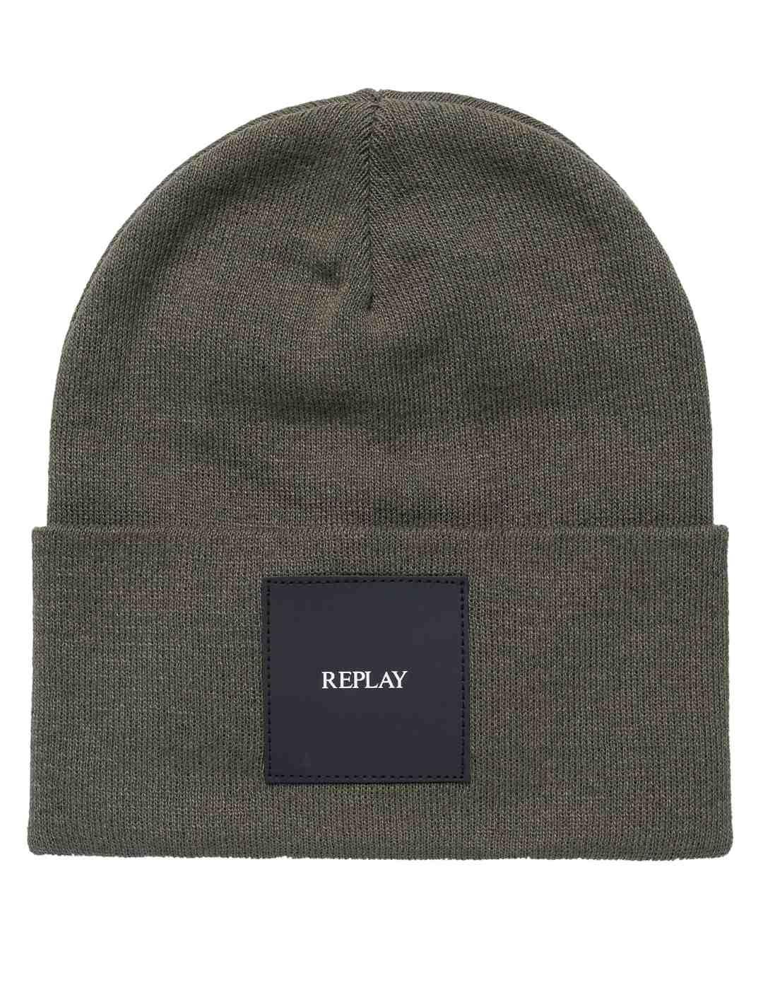 Gorro Replay verde kaki punto logo para hombre