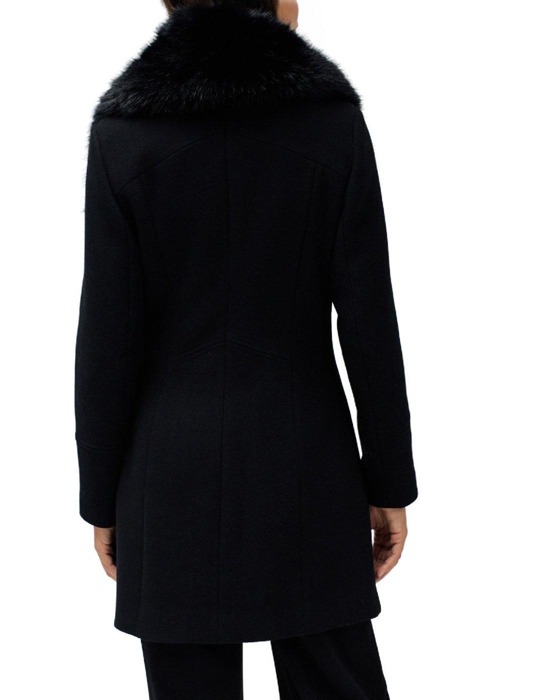 Abrigo Salsa negro con pelo y lana para mujer