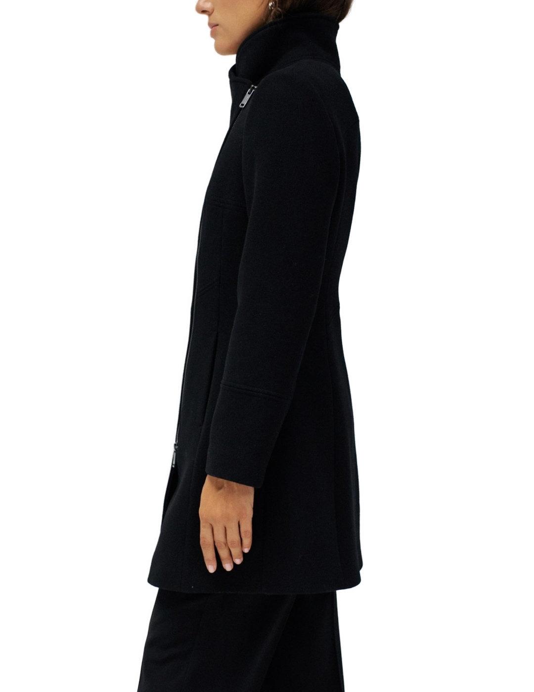 Abrigo Salsa negro con pelo y lana para mujer