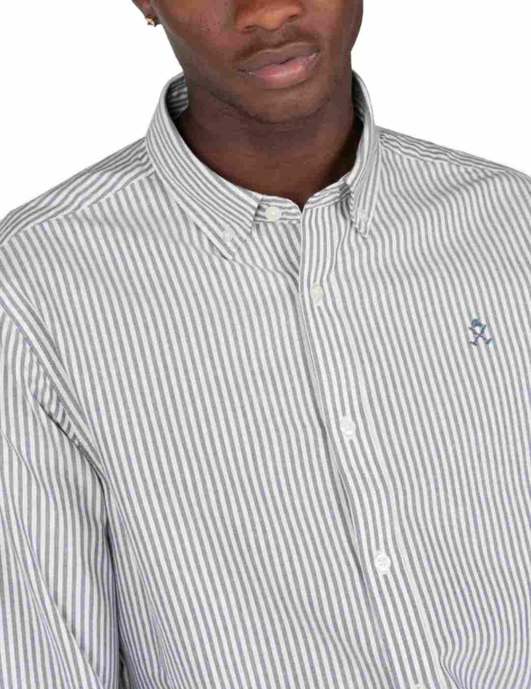 Camisa Harper&Neyer North Sea azul gris rayas de hombre