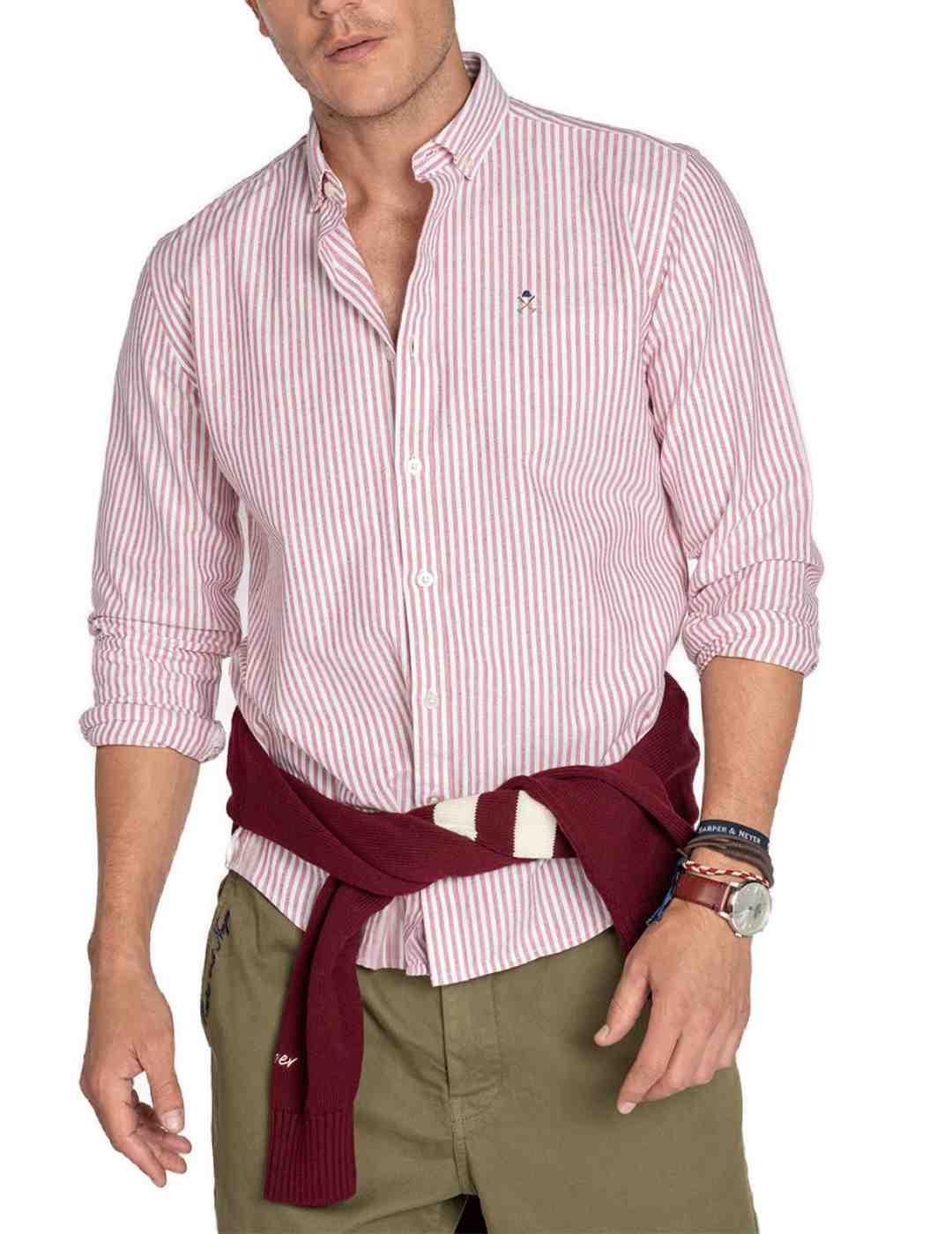 Camisa Harper&Neyer Mediterraneo granate rayas para hombre