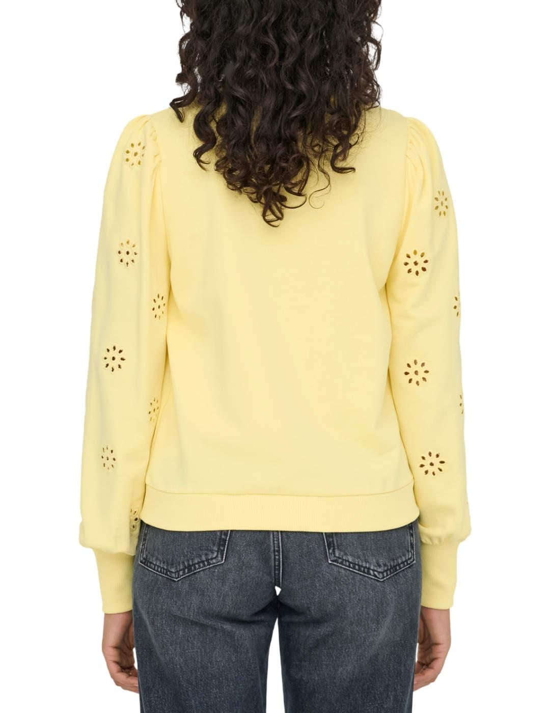 Sudadera Only Femme amarilla manga troquelada para mujer