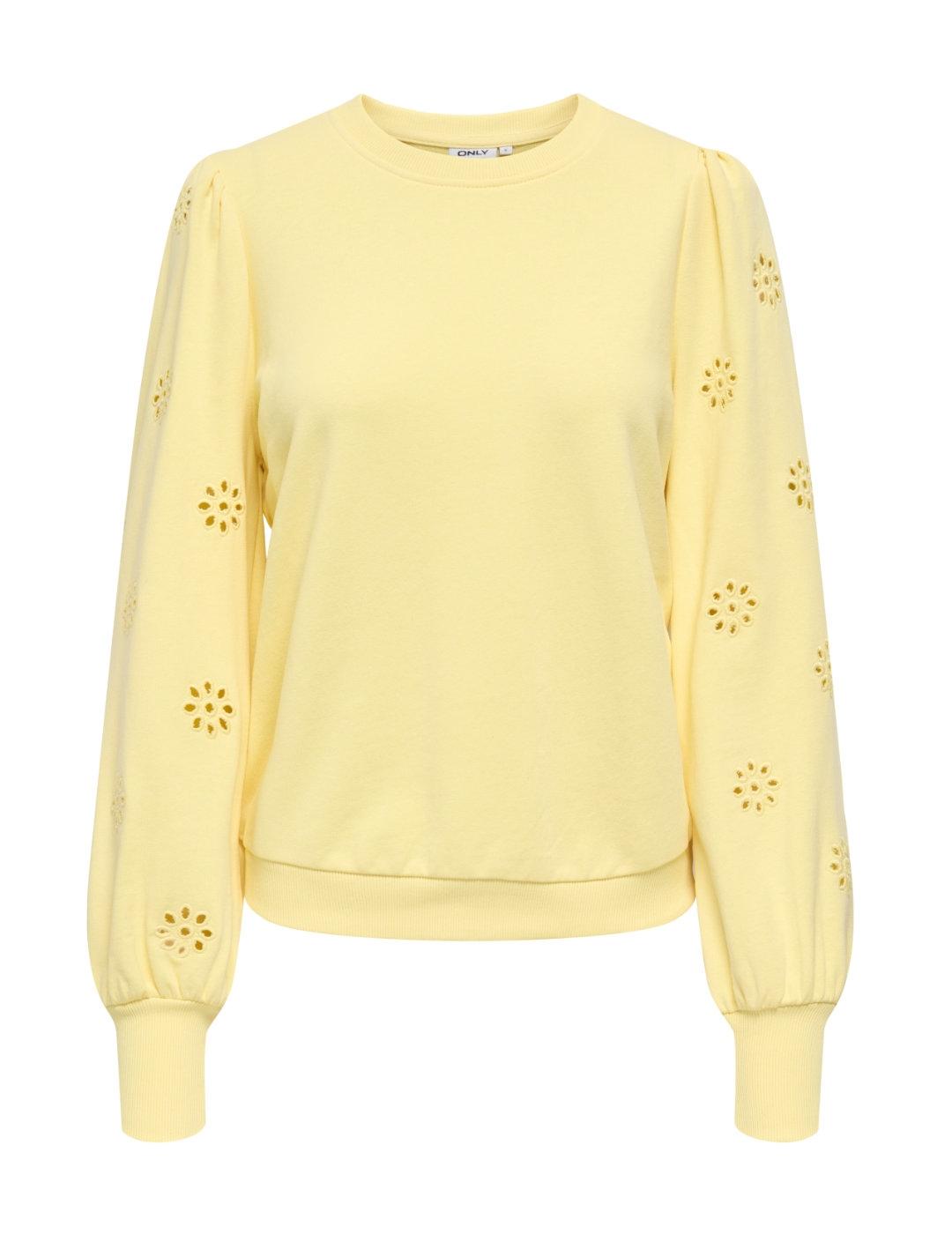Sudadera Only Femme amarilla manga troquelada para mujer