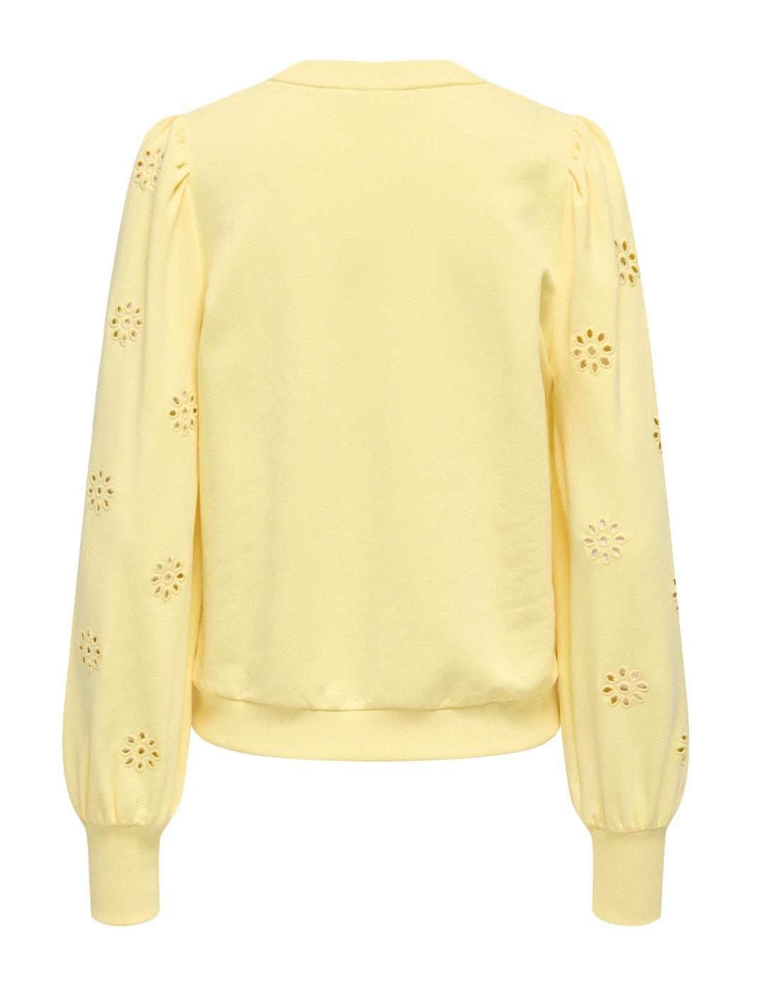 Sudadera Only Femme amarilla manga troquelada para mujer