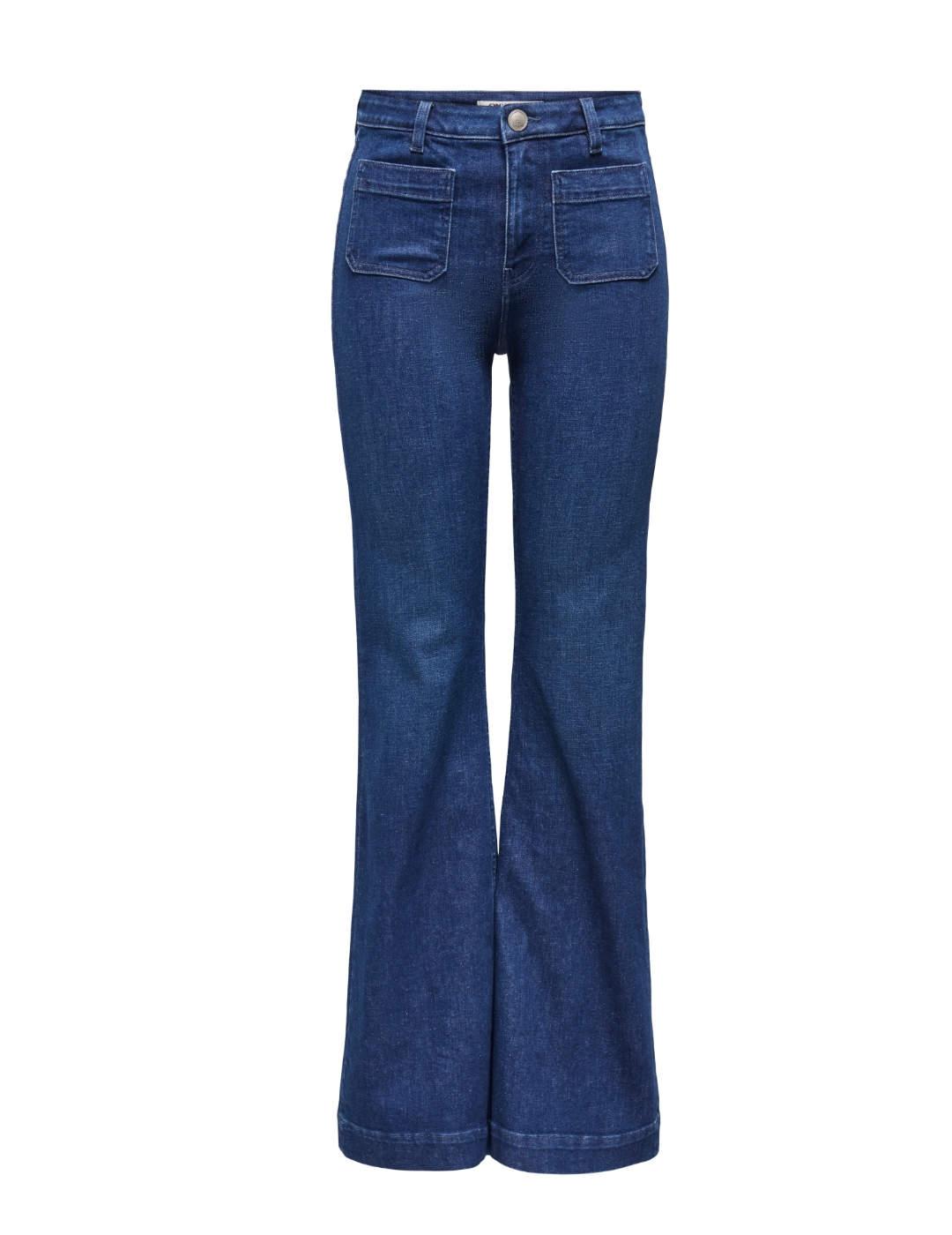 Pantalón vaquero Only Madison Pocket azul flared para mujer