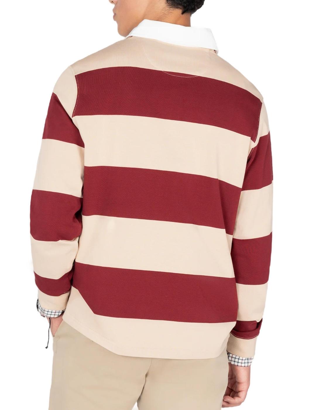 Polo Harper&Neyer Rugby burdeos y beige a rayas de hombre