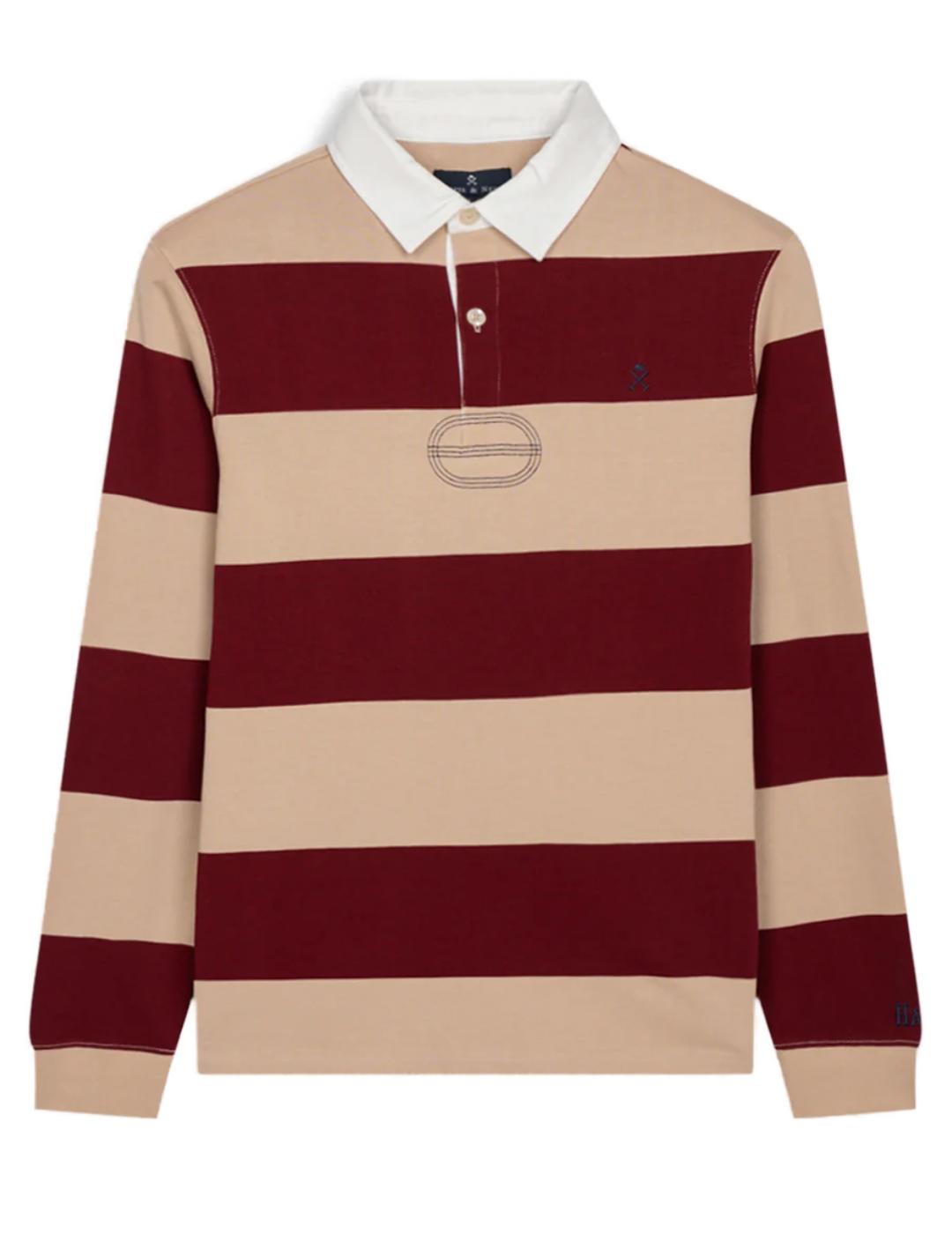 Polo Harper&Neyer Rugby burdeos y beige a rayas de hombre