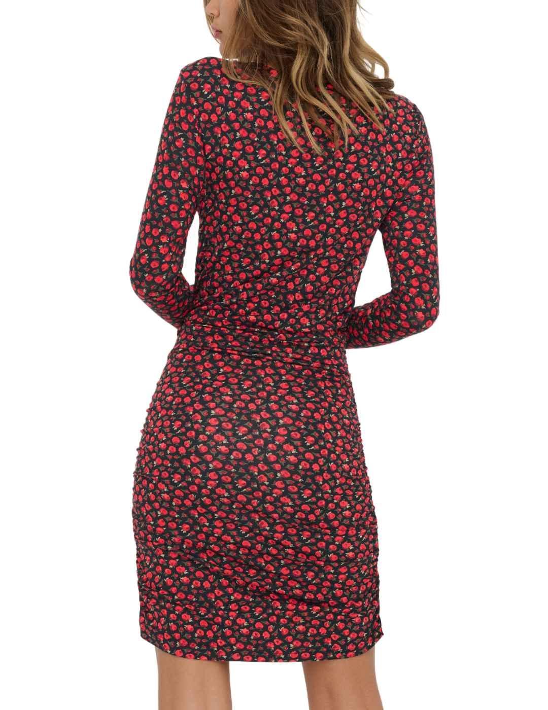 Vestido Only Kodi rojo flores manga larga de mujer