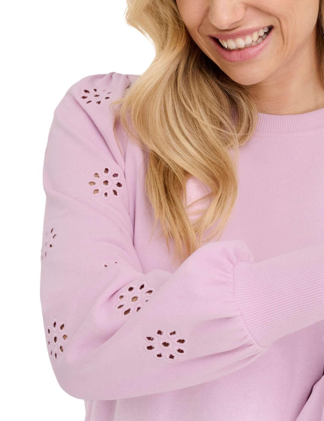 Sudadera Only Femme rosa manga troquelada de mujer