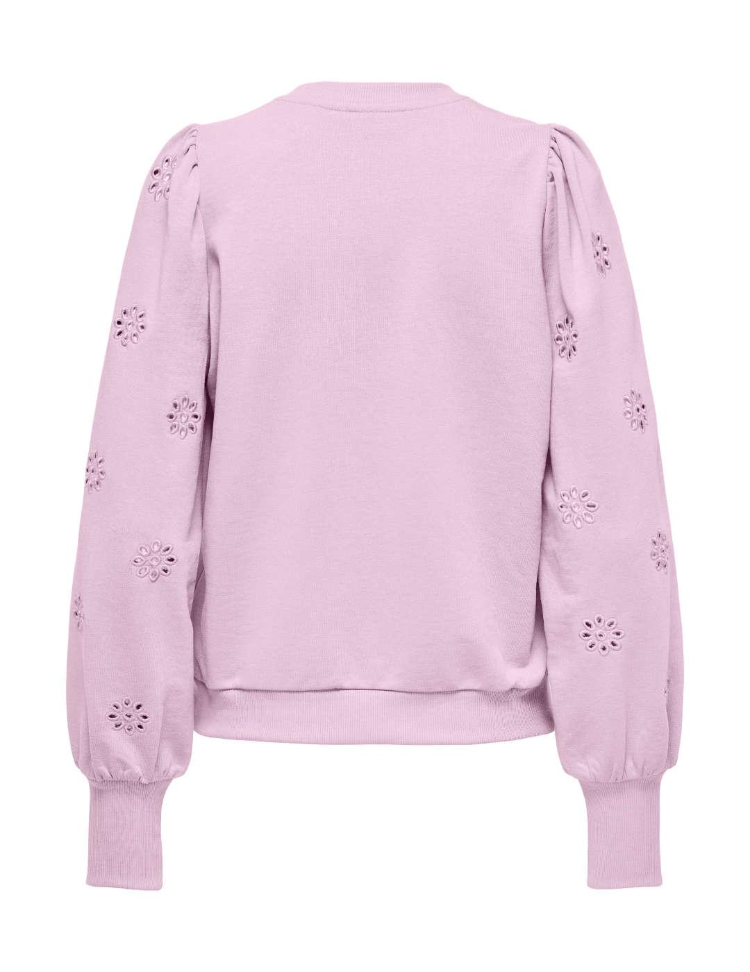 Sudadera Only Femme rosa manga troquelada de mujer