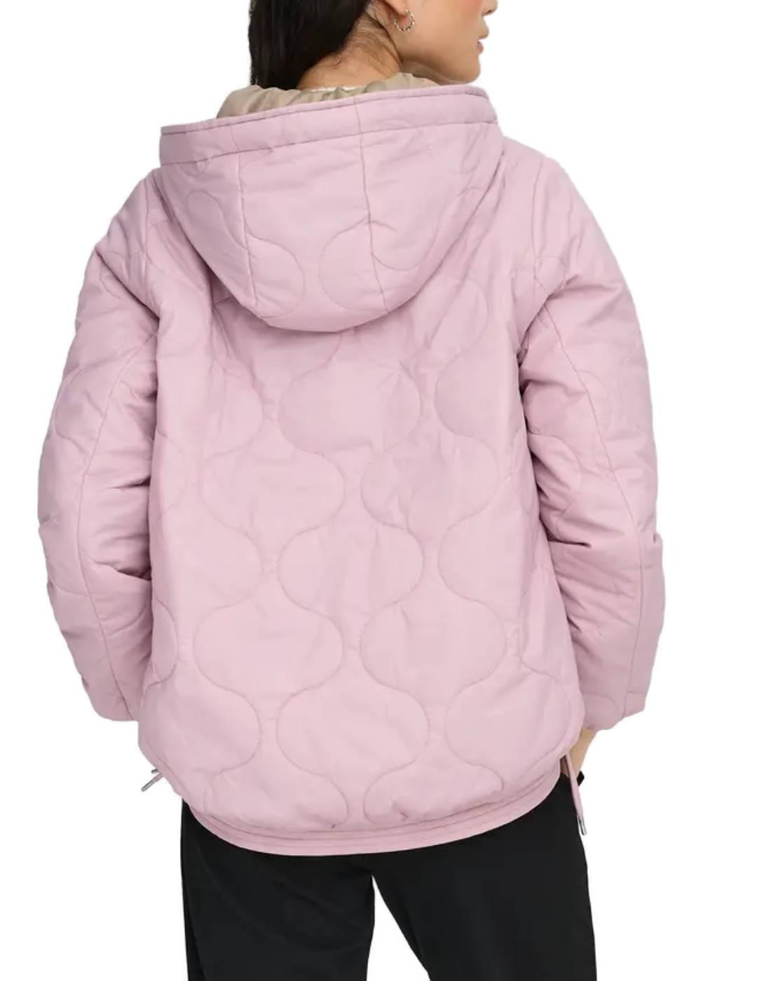Chaqueta Only Miki rosa capucha guateada para mujer