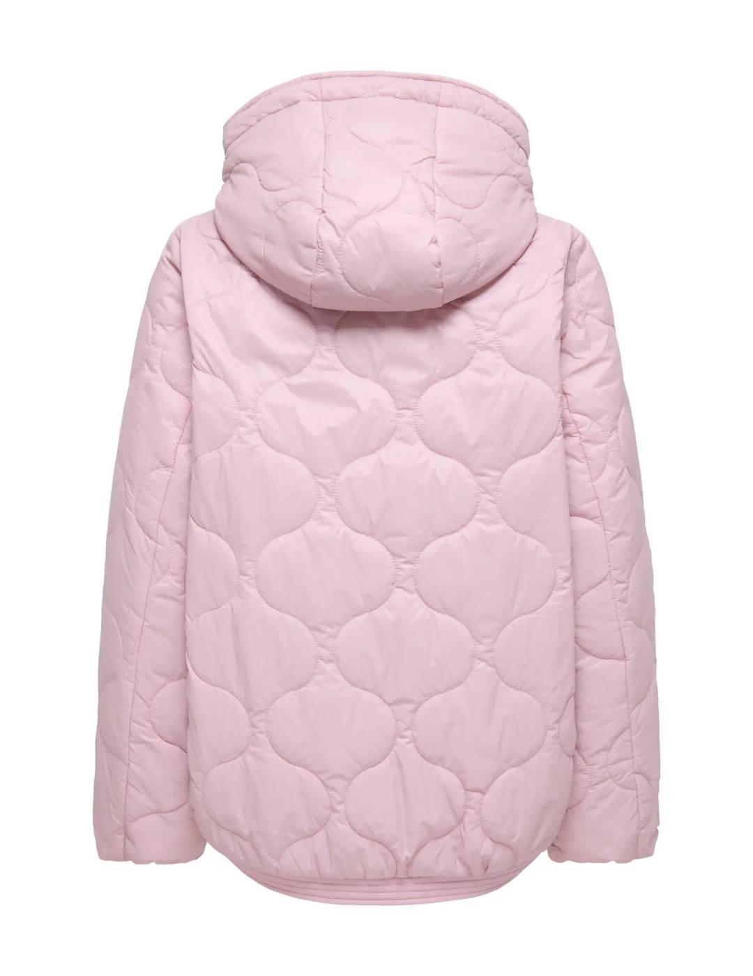 Chaqueta Only Miki rosa capucha guateada para mujer