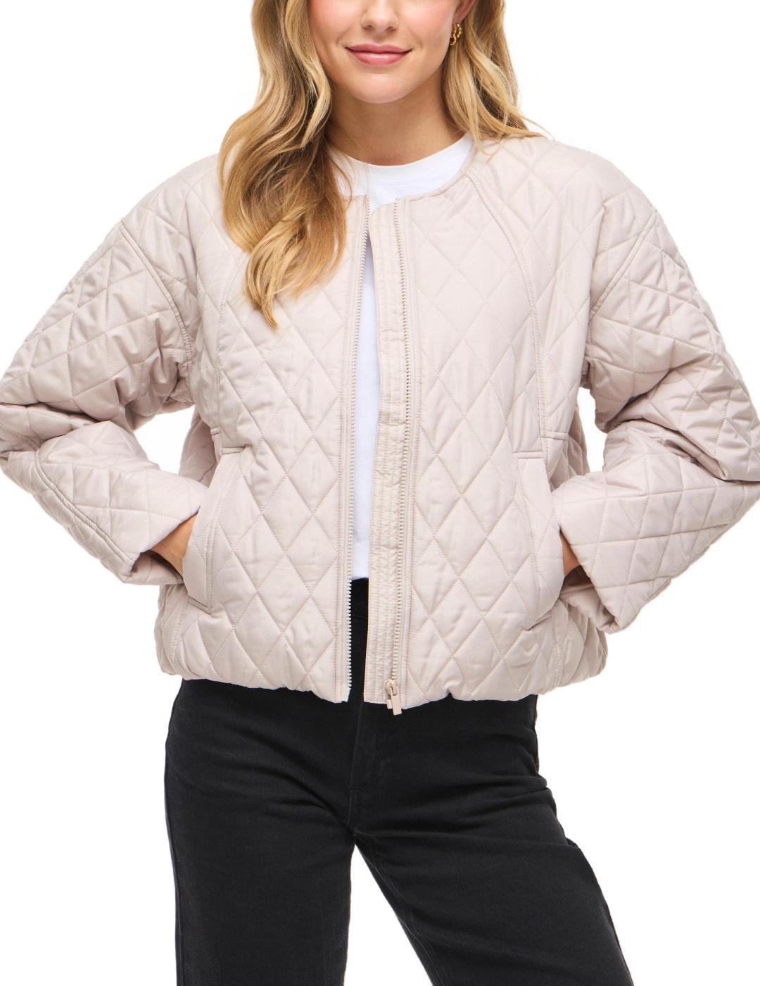 Chaqueta Vila Tate beige guateada oversize para mujer