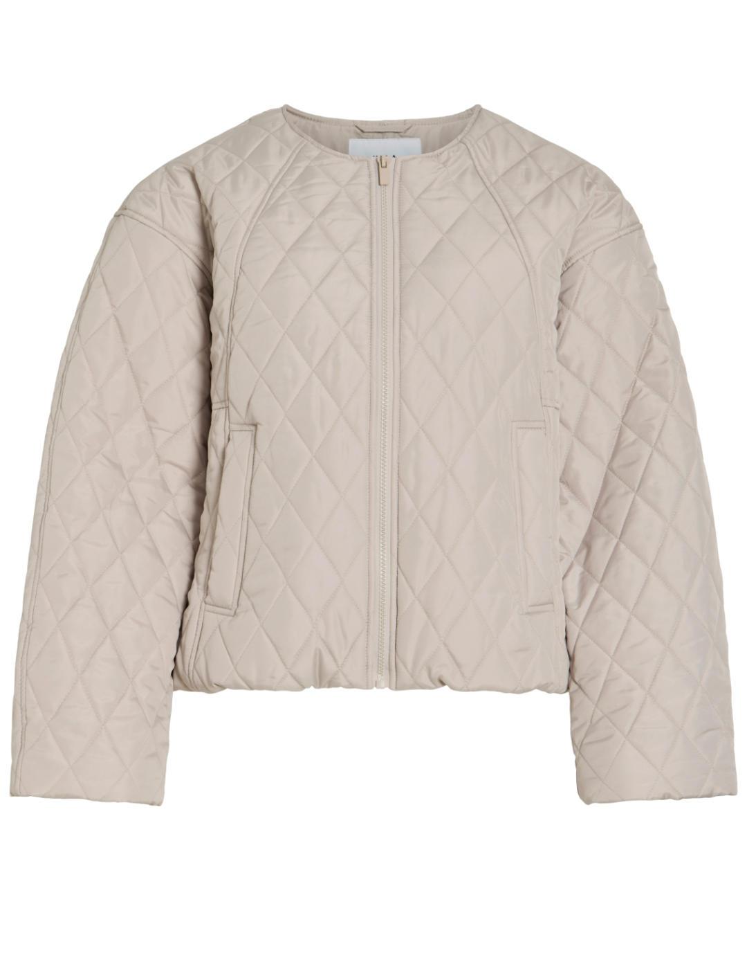 Chaqueta Vila Tate beige guateada oversize para mujer