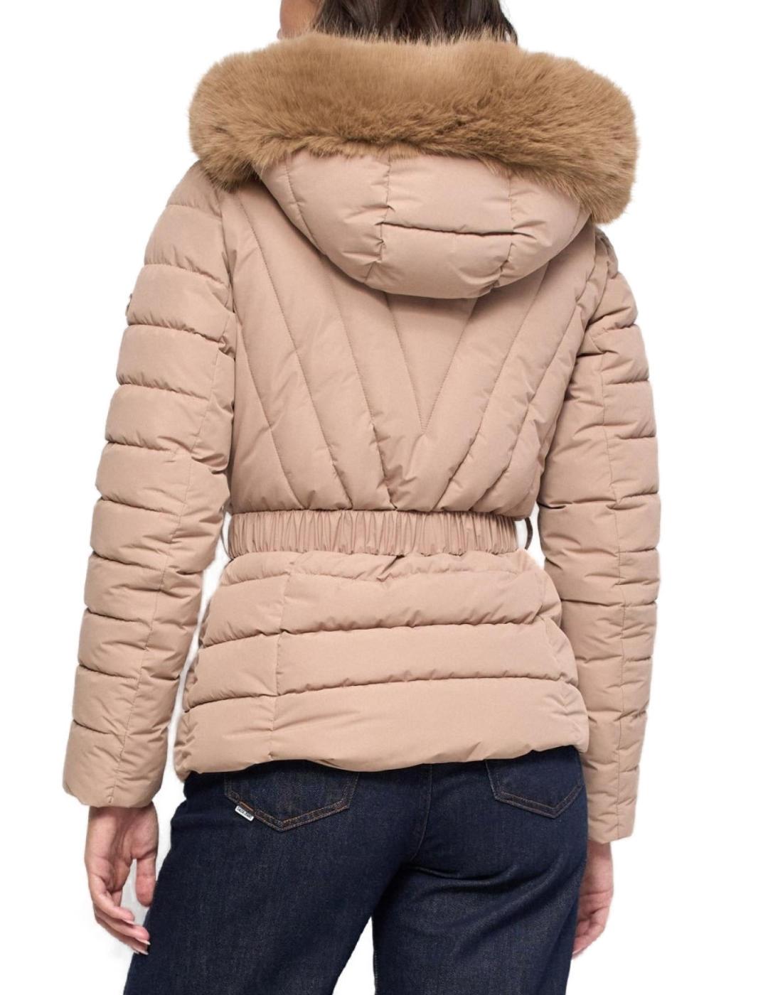 Chaqueta Salsa marrón claro acolchada cinturón de mujer