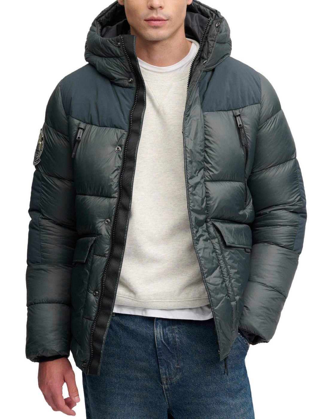 Parka Superdry acolchada City Baffle verde de hombre